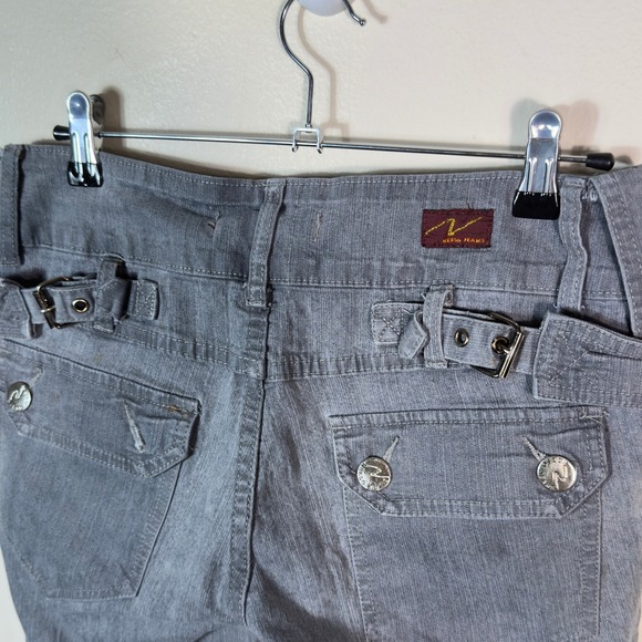MEESO Premium Pants Gray Wash Buckle Accent Low Rise Women's Size‎ 9 - Picture 10 of 11